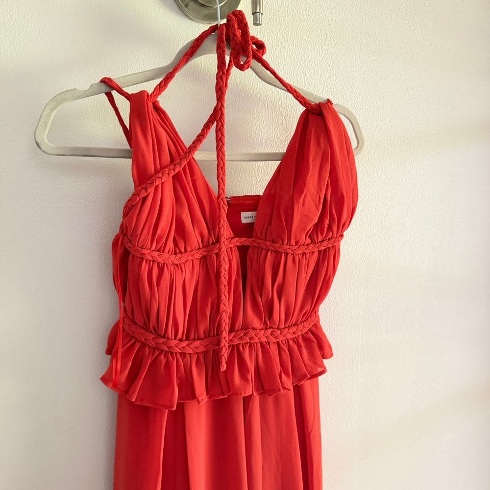 Dress the Population Red Braided Halter One-Piece